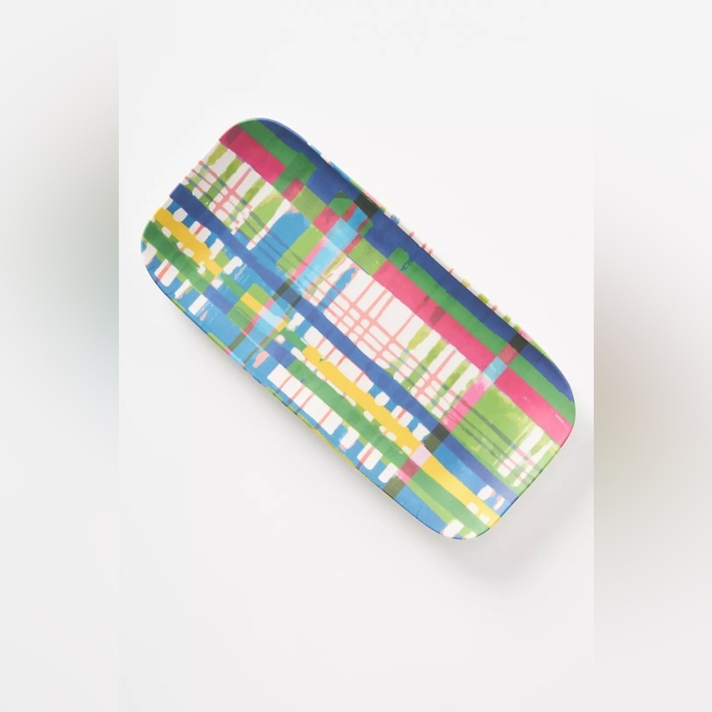 Anthropologie Vera Plaid Bamboo Melamine Serving Platter